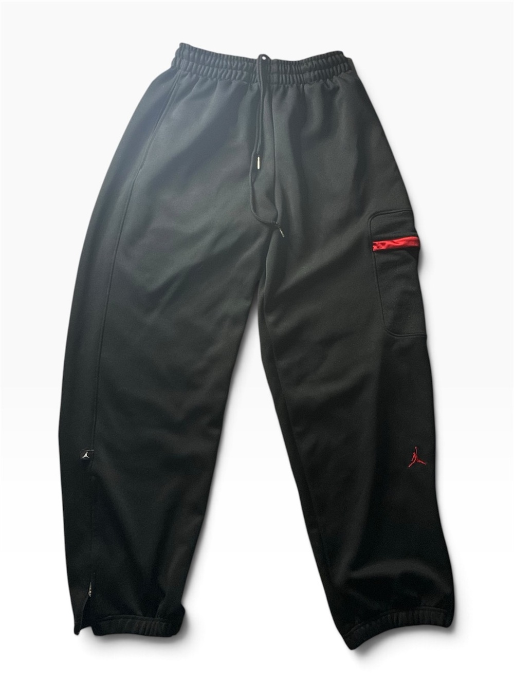 Jordan Black Joggers with Red Zip Accent